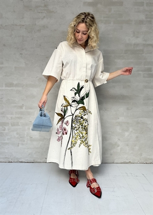 Crisp stripe shirting workwear midi kjole Mimosa Stripe Stine Goya 